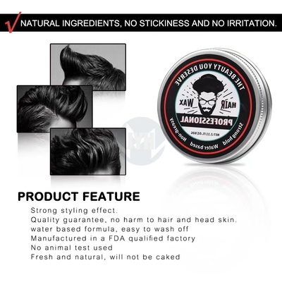 60 g/pz Mens Cream Pomade Medium Hold Cera per acconciature per capelli a base d'acqua per tutto il giorno