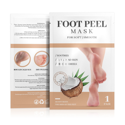 La cura dei piedi della maschera del piede della noce di cocco di Unscented ha messo esfoliare e l'idratazione