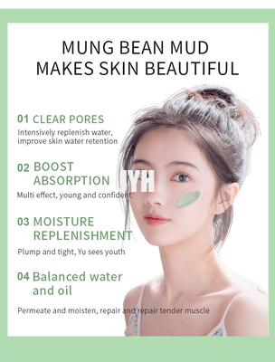 Acne anti di pulizia Clay Mask Face Mung Bean facciale che purifica maschera verde