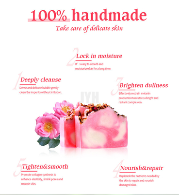100G profumo olio essenziale sapone viso rosa petali sapone a freddo